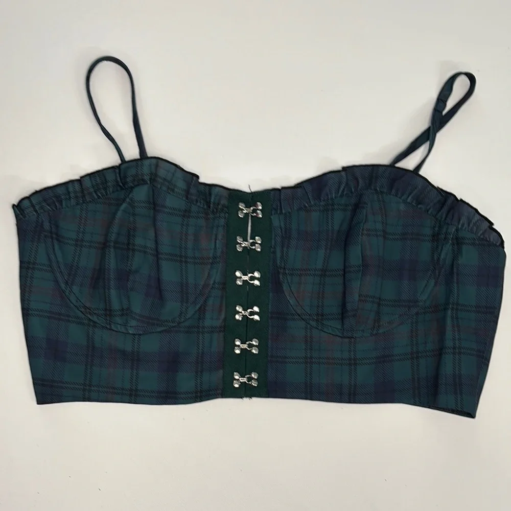 POSTER GIRL Bustier Women’s Sz large Plaid Whimsigoth Coquette Festival Concert - Picture 6 of 6